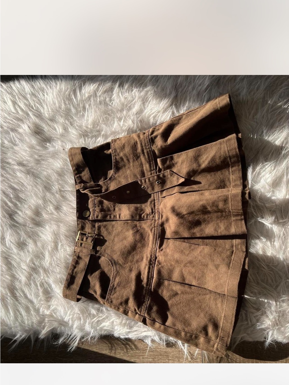 Aelfric Eden Brown Pleated Skort with Belt Detail